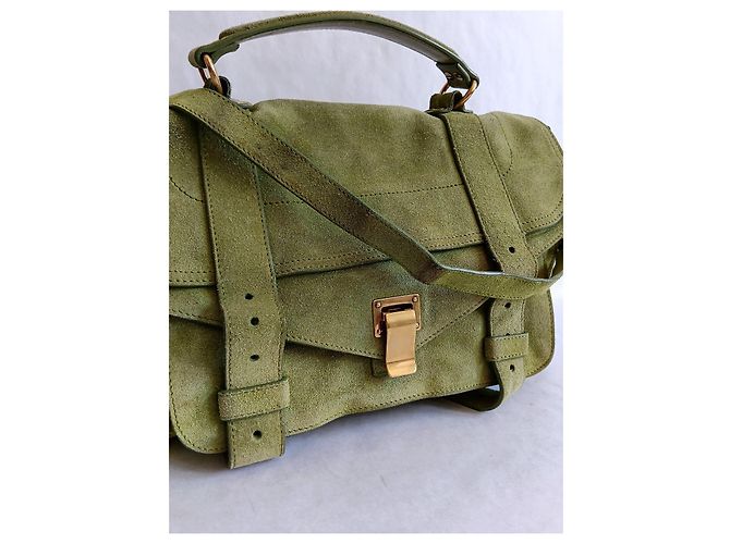 Proenza Schouler PS1 Medium Borsa in Scamosciato Verde - vista 7