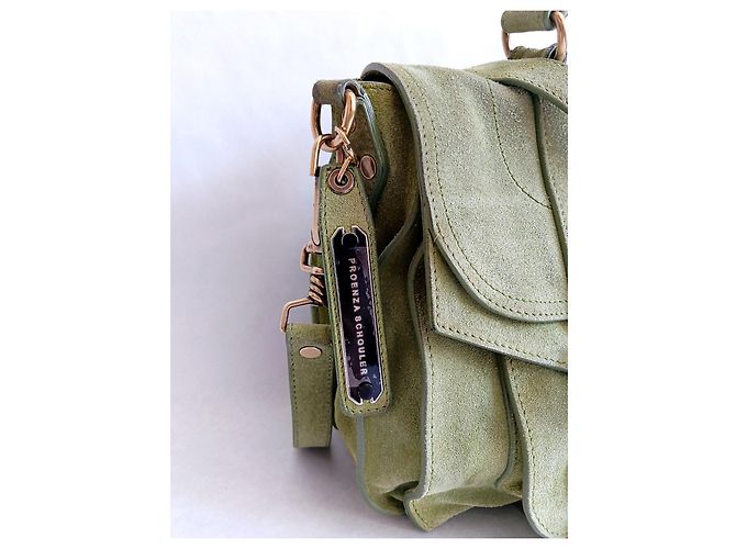 Proenza Schouler PS1 Medium Borsa in Scamosciato Verde - vista 8