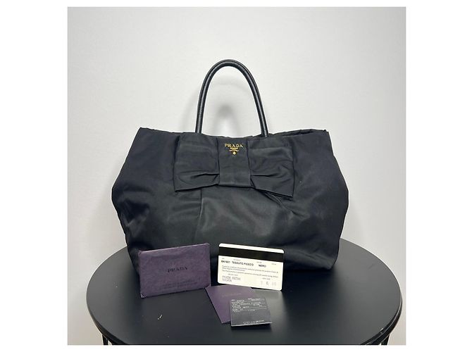 Borsa Prada Tessuto Fiocco in Nylon Nera Nero - vista 2