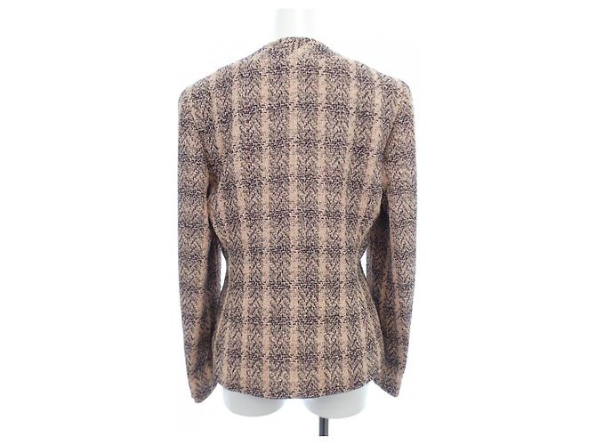 Chanel Jacke ohne Kragen Schwarz Pink Beige - Ansicht 2