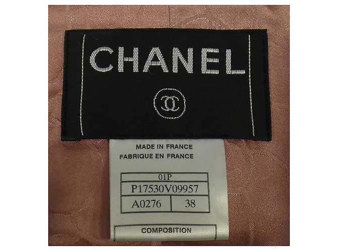 Chanel Jacke ohne Kragen Schwarz Pink Beige - Ansicht 4