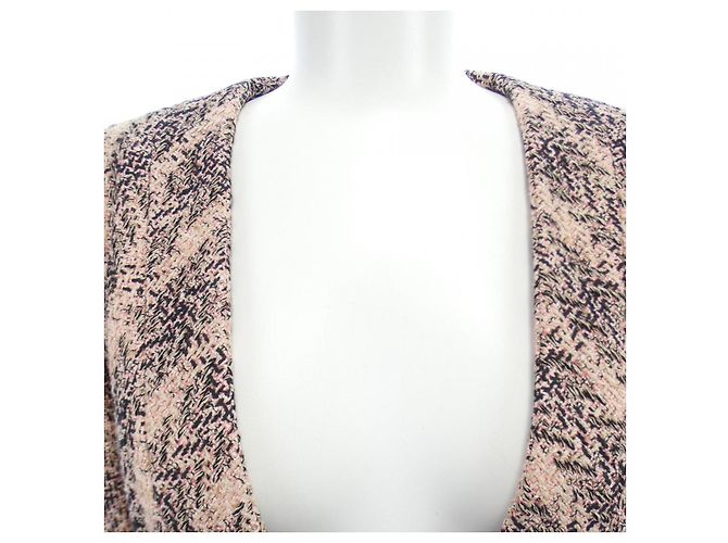 Chanel Jacke ohne Kragen Schwarz Pink Beige - Ansicht 5