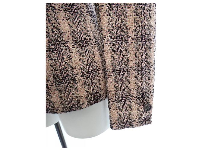 Chanel Jacke ohne Kragen Schwarz Pink Beige - Ansicht 6