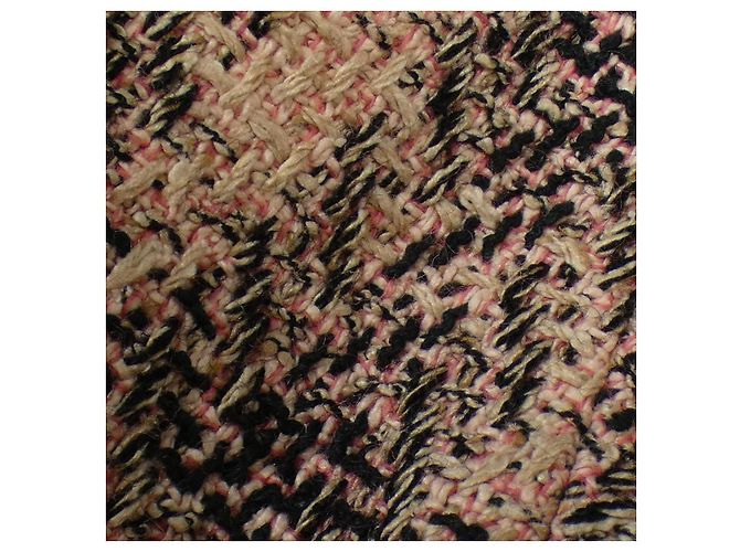 Chanel Jacke ohne Kragen Schwarz Pink Beige - Ansicht 8