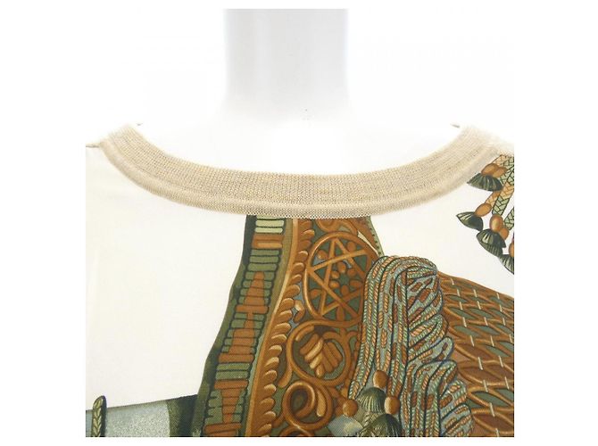 Hermès Hermes Twillaine Seidenmischung Kleid Beige Grün - Ansicht 5