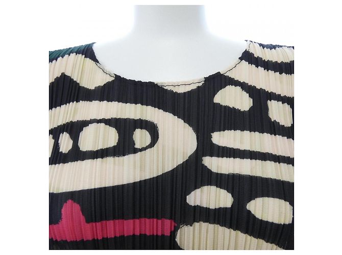 Issey Miyake PLEATS PLEASE Plissee-Kleid Schwarz Pink Beige - Ansicht 4