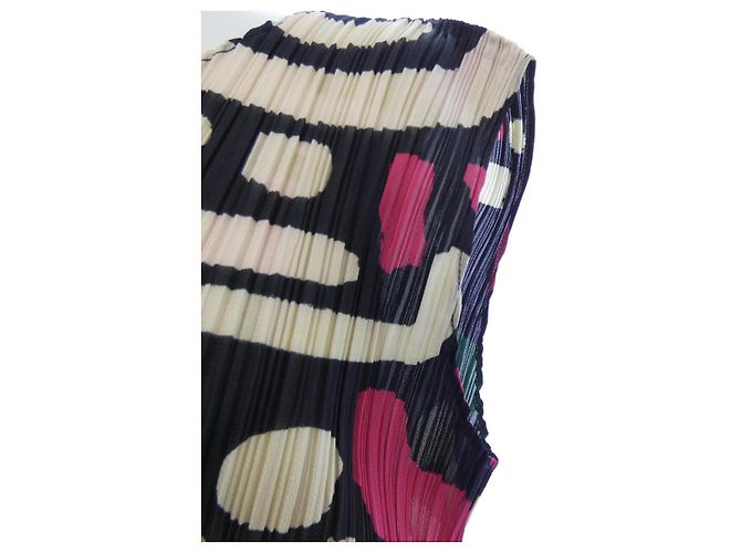 Issey Miyake PLEATS PLEASE Plissee-Kleid Schwarz Pink Beige - Ansicht 5