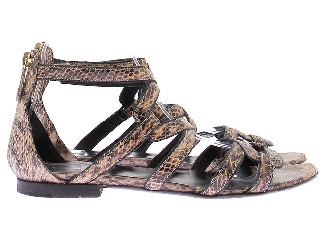 Pierre Hardy Python-Print-Sandalen aus Leder Beige - Ansicht 2