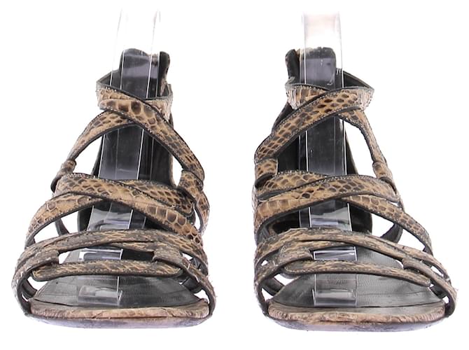 Pierre Hardy Python-Print-Sandalen aus Leder Beige - Ansicht 4