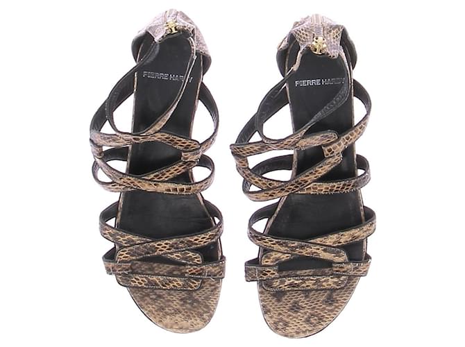 Pierre Hardy Python-Print-Sandalen aus Leder Beige - Ansicht 6