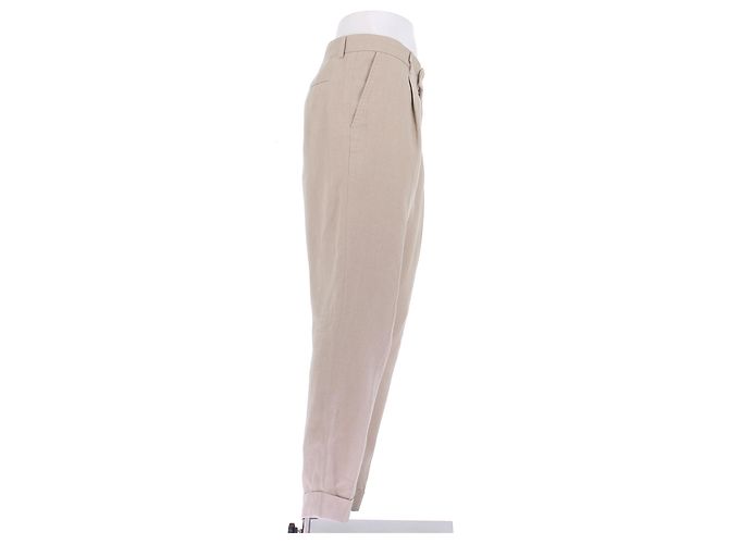 Pantalones de lino beige Brunello Cucinelli - vista 3