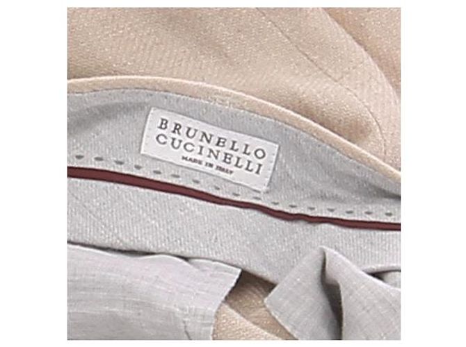 Pantalones de lino beige Brunello Cucinelli - vista 7