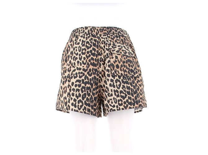 Shorts Ganni con Estampado de Leopardo Beige de Algodón - vista 2