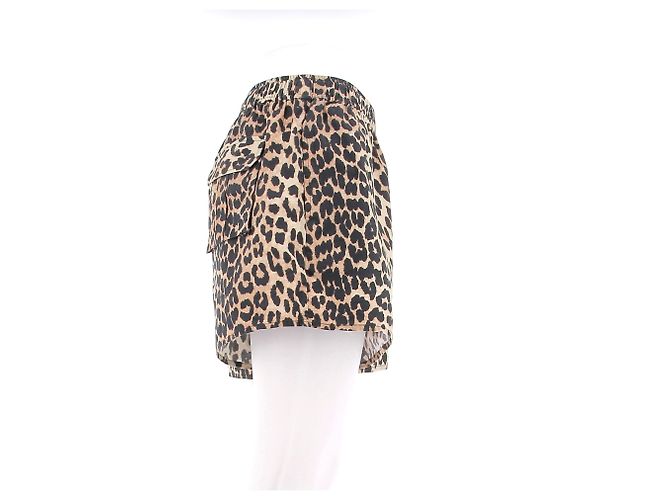Shorts Ganni con Estampado de Leopardo Beige de Algodón - vista 3