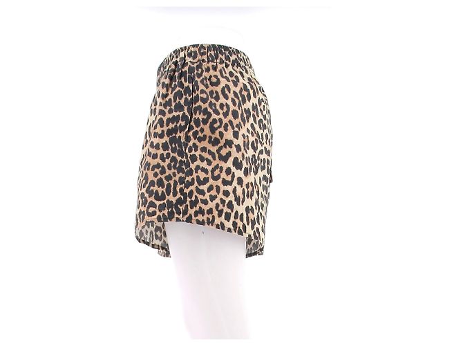Shorts Ganni con Estampado de Leopardo Beige de Algodón - vista 4