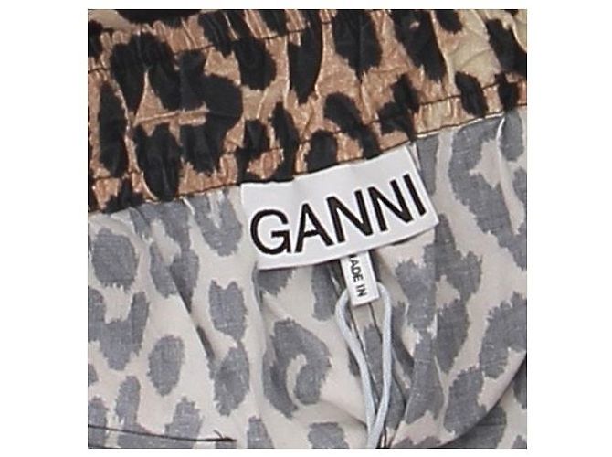 Shorts Ganni con Estampado de Leopardo Beige de Algodón - vista 7