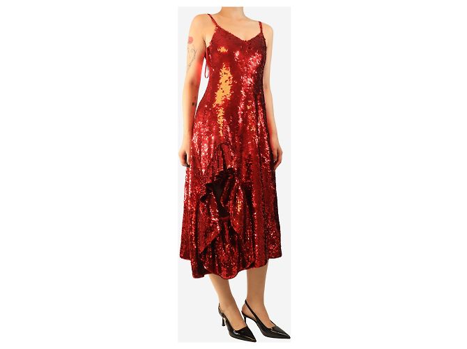 Loewe Vestido midi de lante vermelhas - tamanho S - vista 4