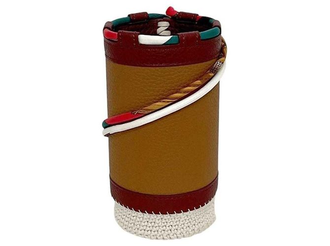 Hermès Hermes Flaschenhalter aus braunem Taurillon-Leder HERMES - Ansicht 2