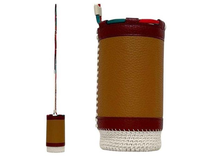 Hermès Hermes Flaschenhalter aus braunem Taurillon-Leder HERMES - Ansicht 3