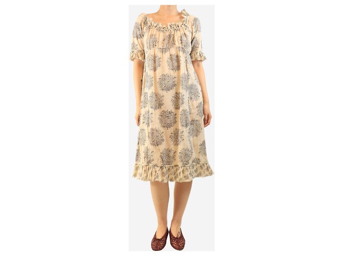 Autre Marque Neutrales kurzärmeliges Kleid mit Print - Größe L - Ansicht 3