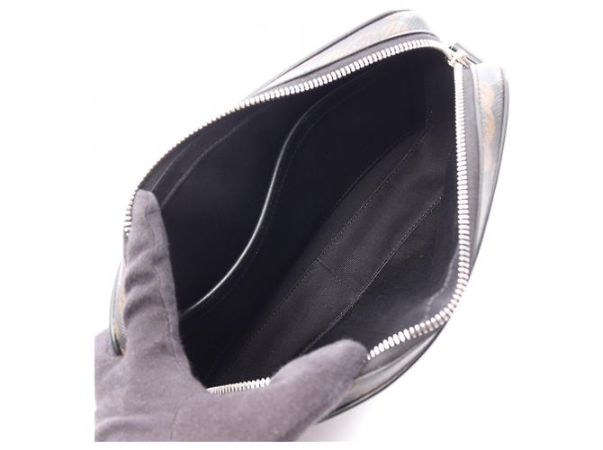 Céline Borsa Messenger Celine Triomphe Medium, Borsa a Spalla, Tela Cerata, Pelle, Uomo e Donna, Nero, - vista 3