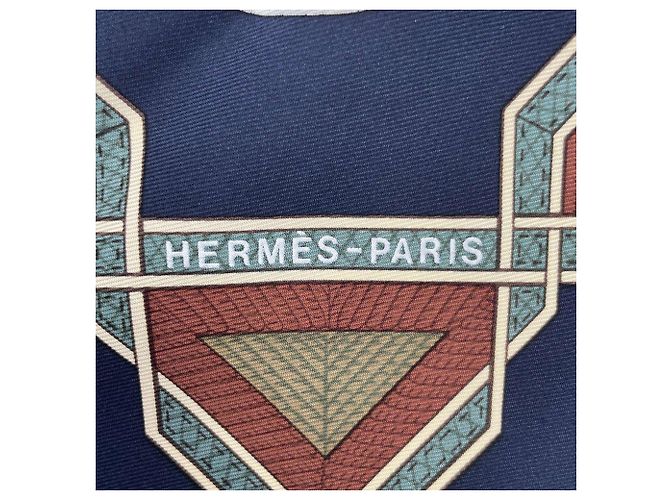 Hermès HERMES Carre CUIRS DU DESERT (Desert Leather Trim) Sciarpa/Stola di seta, Navy, Uomo/Donna Blu navy - vista 4