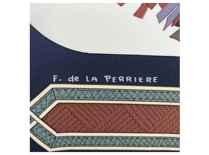Hermès HERMES Carre CUIRS DU DESERT (Desert Leather Trim) Sciarpa/Stola di seta, Navy, Uomo/Donna Blu navy - vista 5