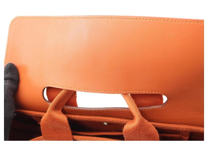 Hermès Borsa Hermes Valparaiso Long PM Potiron, Toile Chevron, Pelle Veau Swift, Marrone - vista 7