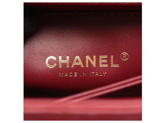 Borsa Chanel Coco Handle Flap Stitch Chevron, Pelle, Donna, Rosso () - vista 4