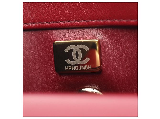 Borsa Chanel Coco Handle Flap Stitch Chevron, Pelle, Donna, Rosso () - vista 5