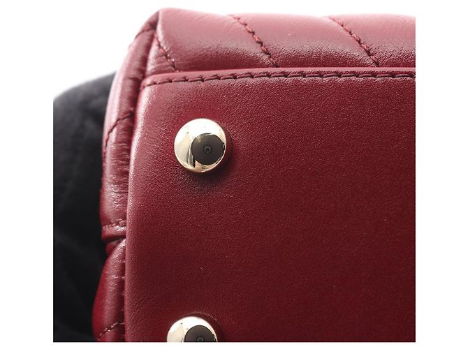 Borsa Chanel Coco Handle Flap Stitch Chevron, Pelle, Donna, Rosso () - vista 7