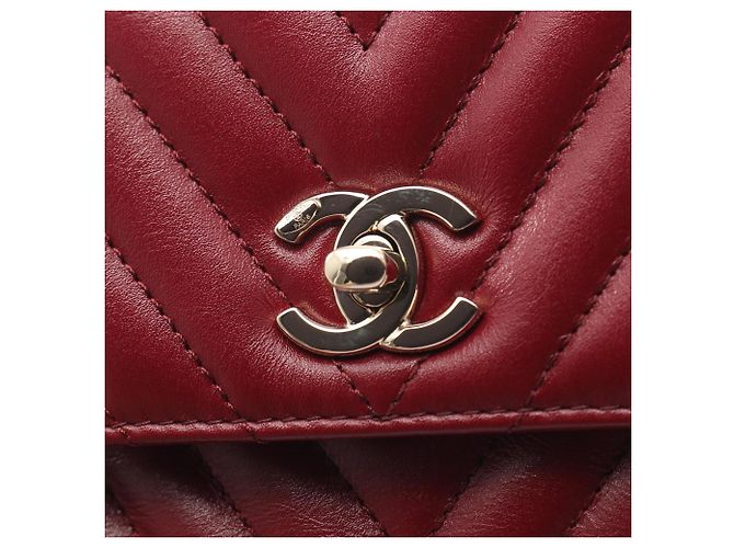 Borsa Chanel Coco Handle Flap Stitch Chevron, Pelle, Donna, Rosso () - vista 8