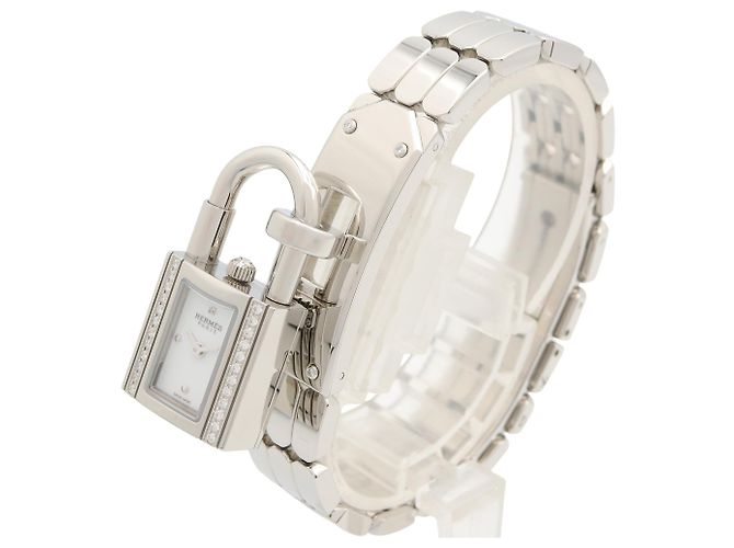 Hermès Kelly Mini Uhr, Edelstahl, Diamant, Damen, Weiß (.) - Ansicht 2