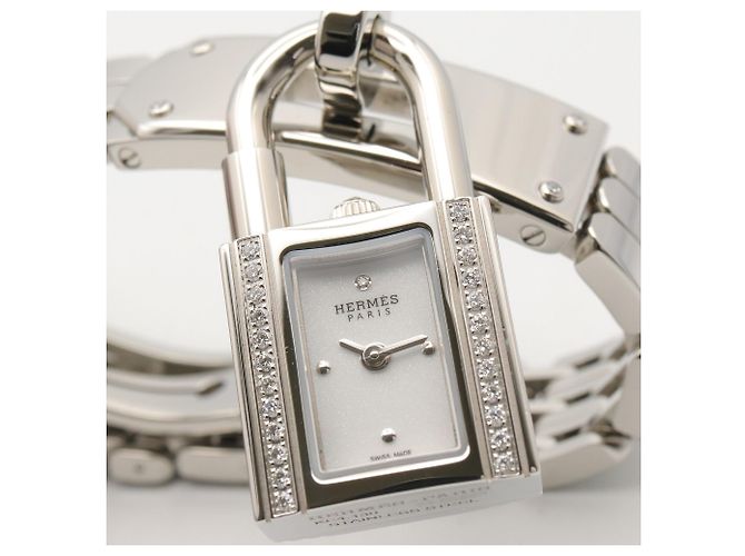 Hermès Kelly Mini Uhr, Edelstahl, Diamant, Damen, Weiß (.) - Ansicht 5