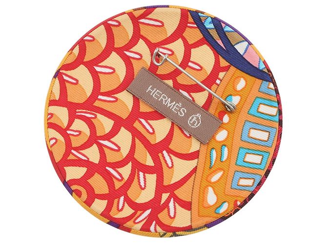 Hermès Spilla Hermes Petit H in seta HERMES badge Multicolore - vista 3