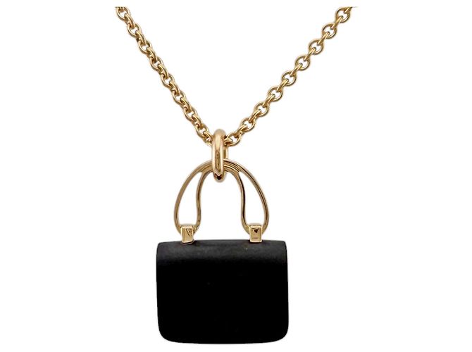 Hermès Collana Constance Hermes, Oro Rosa, Giada Nera, Donna, HERMES Jade Nero - vista 3