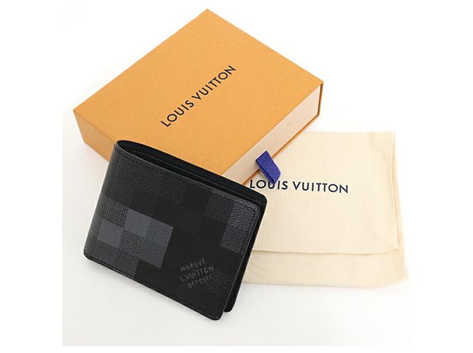 Louis Vuitton Portefeuille Slender Damouflage Black Canvas Noir Nero - vista 2