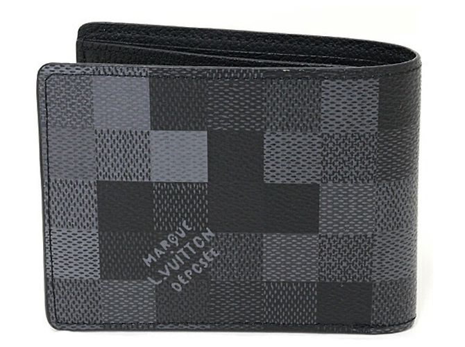 Louis Vuitton Portefeuille Slender Damouflage Black Canvas Noir Nero - vista 3