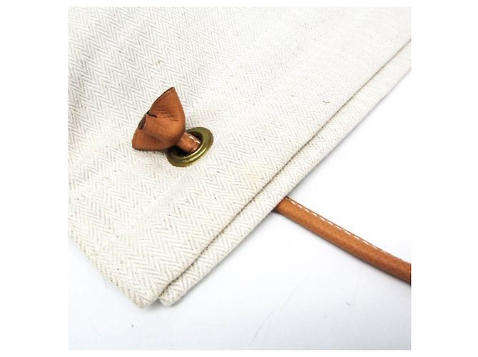 Hermès Borsa a tracolla da donna Hermes Aline GM in cotone e pelle, Marrone, bianco - vista 8