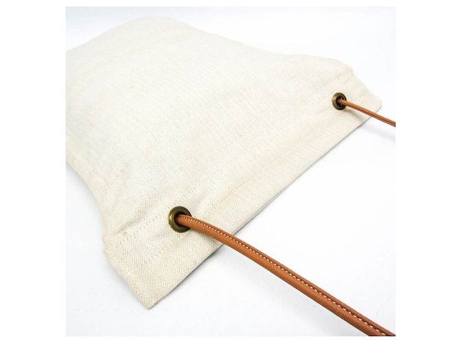 Hermès Borsa a tracolla da donna Hermes Aline GM in cotone e pelle, Marrone, bianco - vista 9