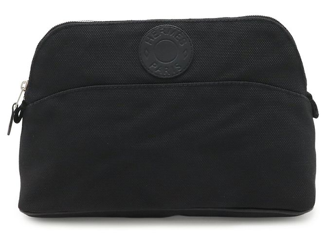 Hermès HERMES Bolide Pouch Sellier Borsa multiuso in nylon canvas e pelle nera Nero - vista 2