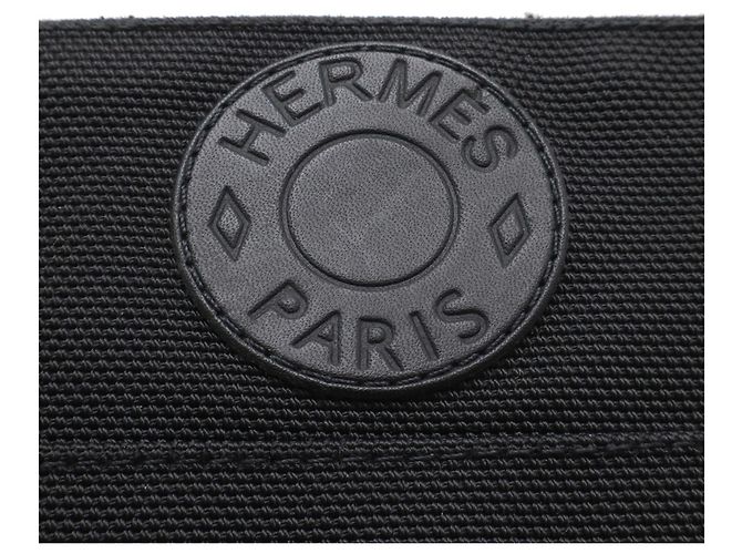 Hermès HERMES Bolide Pouch Sellier Borsa multiuso in nylon canvas e pelle nera Nero - vista 5