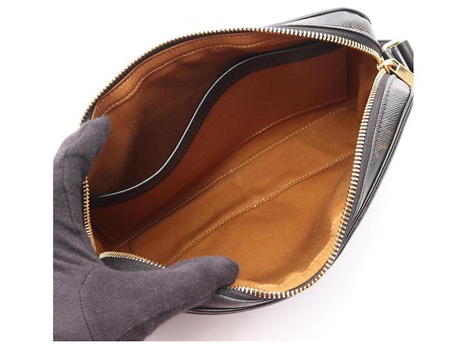 Céline Borsa Messenger Celine Triomphe Medium, Borsa a Spalla, Tela Cerata, Pelle, Uomo e Donna, Nero - vista 3