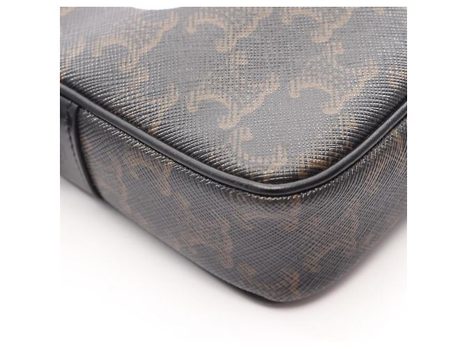Céline Borsa Messenger Celine Triomphe Medium, Borsa a Spalla, Tela Cerata, Pelle, Uomo e Donna, Nero - vista 5