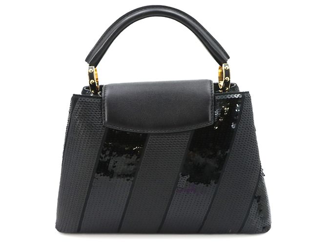 Borsa a mano/a spalla Louis Vuitton Capucines BB, Pelle con paillettes, Nero - vista 2