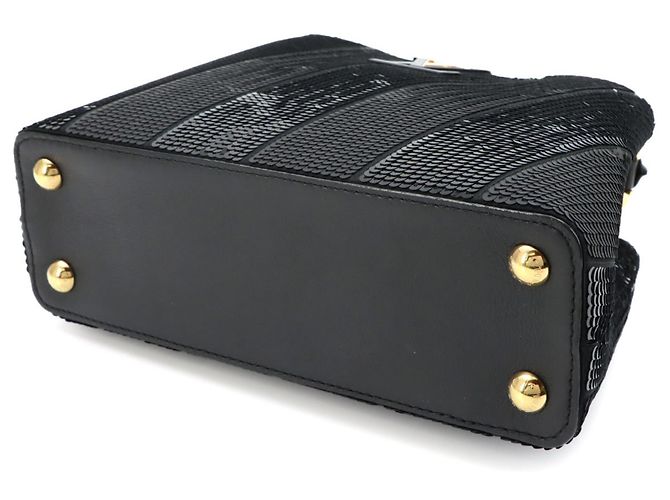 Borsa a mano/a spalla Louis Vuitton Capucines BB, Pelle con paillettes, Nero - vista 4
