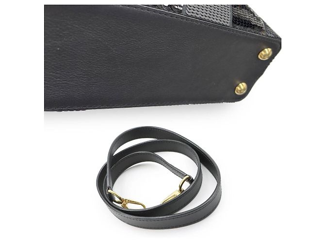Borsa a mano/a spalla Louis Vuitton Capucines BB, Pelle con paillettes, Nero - vista 9