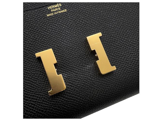 Hermès Constance Long Wallet, schwarzes Epsom-Leder, U Stamp, Schulter HERMES WALLET - Ansicht 6