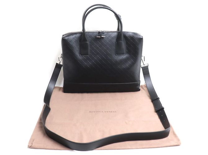 Mallette en cuir embossé Bottega Veneta Noir - vue 7