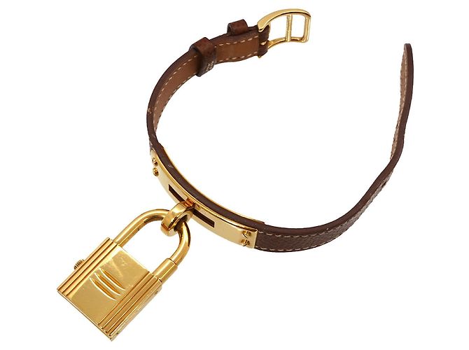Hermès Relógio Kelly Hermes, relógio de quartzo feminino branco e marrom com cadeado - vista 5